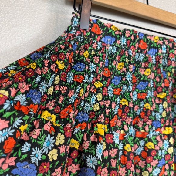 PERSEVERANCE Black Floral smocked Short Ruffled Skirt‎ Size 6 B - Picture 6 of 10